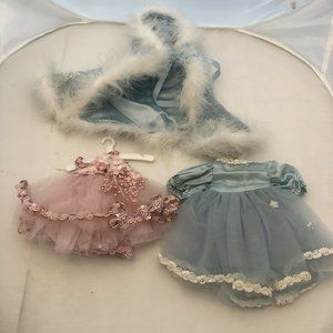 1989 Vintage Robin Woods 14” Doll Clothes Two Ballet Dresses And Feather Cape